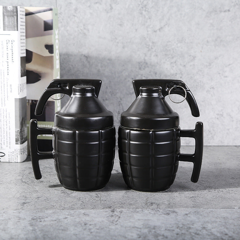 New Style Grenade Ceramic Mug With Lid Military Grenade Weapon Shape Coffee Mug - Amazhona 