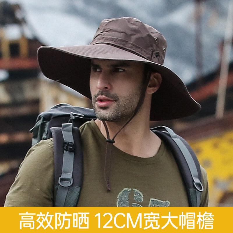 New Sun Protection Fishing Hat Summer Breathable Mesh Camping Hiking Caps Anti-UV Sun Hat Mountaineering Caps Men's Panama Hat - Amazhona 