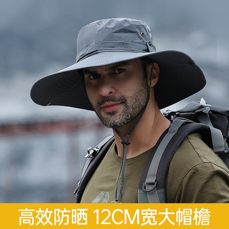 New Sun Protection Fishing Hat Summer Breathable Mesh Camping Hiking Caps Anti-UV Sun Hat Mountaineering Caps Men's Panama Hat - Amazhona 