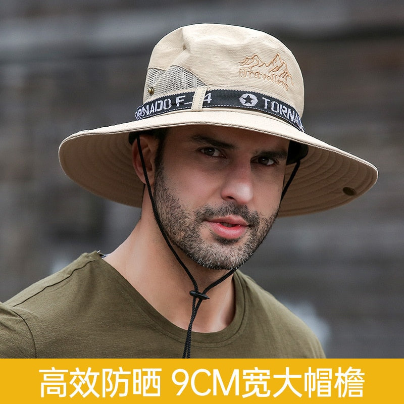 New Sun Protection Fishing Hat Summer Breathable Mesh Camping Hiking Caps Anti-UV Sun Hat Mountaineering Caps Men's Panama Hat - Amazhona 