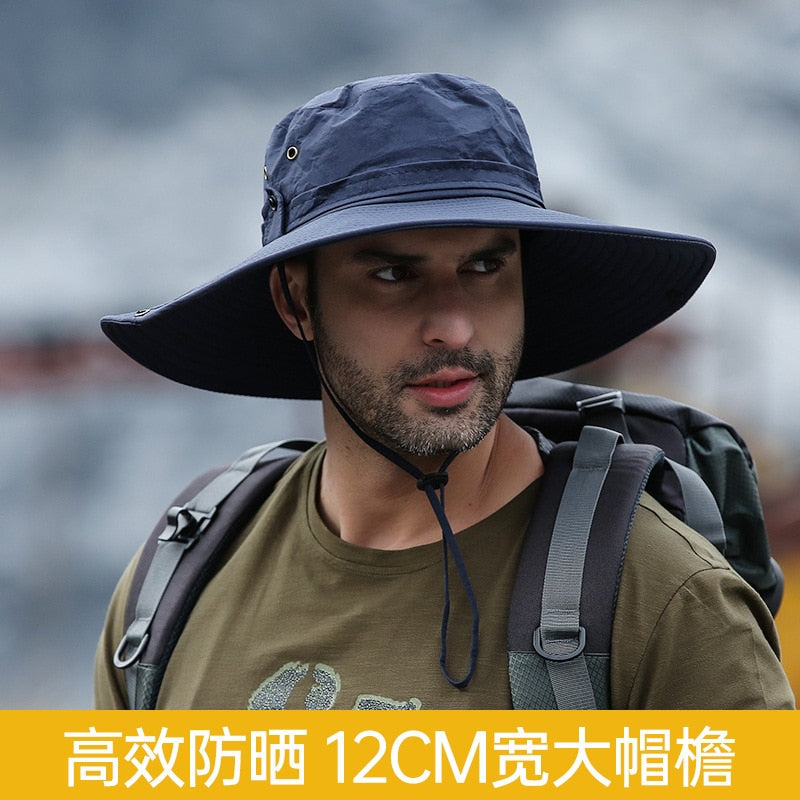 New Sun Protection Fishing Hat Summer Breathable Mesh Camping Hiking Caps Anti-UV Sun Hat Mountaineering Caps Men's Panama Hat - Amazhona 