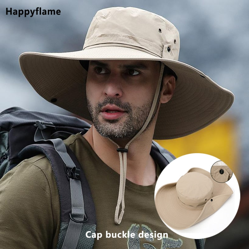 New Sun Protection Fishing Hat Summer Breathable Mesh Camping Hiking Caps Anti-UV Sun Hat Mountaineering Caps Men's Panama Hat - Amazhona 