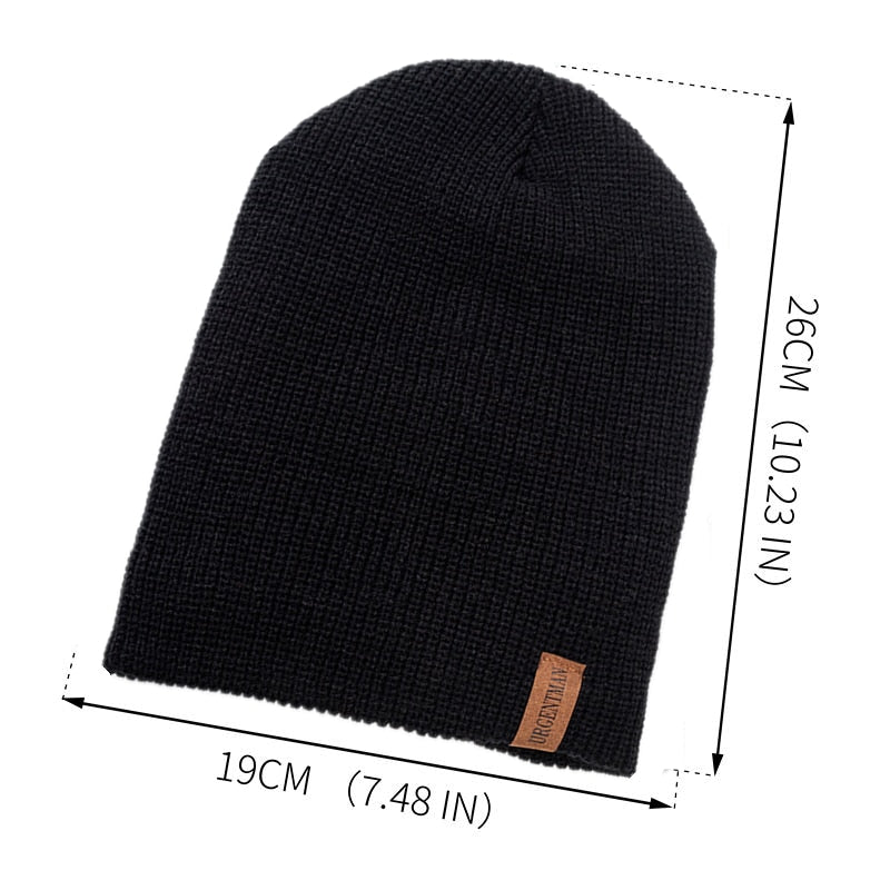 New Unisex Letter Beanie Hat Leisure Add Fur Lined Winter Hats For Men Women Keep Warm Knitted Hat Fashion Solid Ski Bonnet Cap - Amazhona 