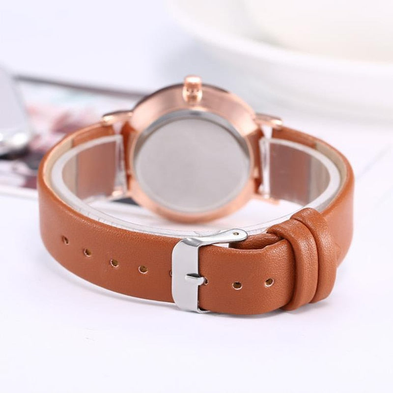 New Women Watch Luxury Brand Casual Exquisite Leather Belt Watches With Fashionable Simple Style Quartz WristWatch Reloj Mujer - Amazhona 