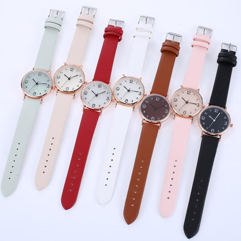 New Women Watch Luxury Brand Casual Exquisite Leather Belt Watches With Fashionable Simple Style Quartz WristWatch Reloj Mujer - Amazhona 