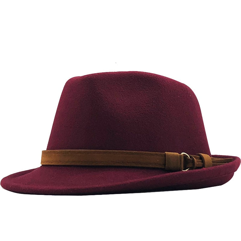 New Wool Women Men Fedora Hat For Winter Autumn Elegant Lady Gangster Trilby Felt Homburg Church Jazz Hat 55-58CM adjustable - Amazhona 