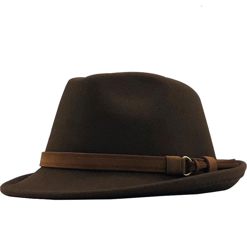 New Wool Women Men Fedora Hat For Winter Autumn Elegant Lady Gangster Trilby Felt Homburg Church Jazz Hat 55-58CM adjustable - Amazhona 