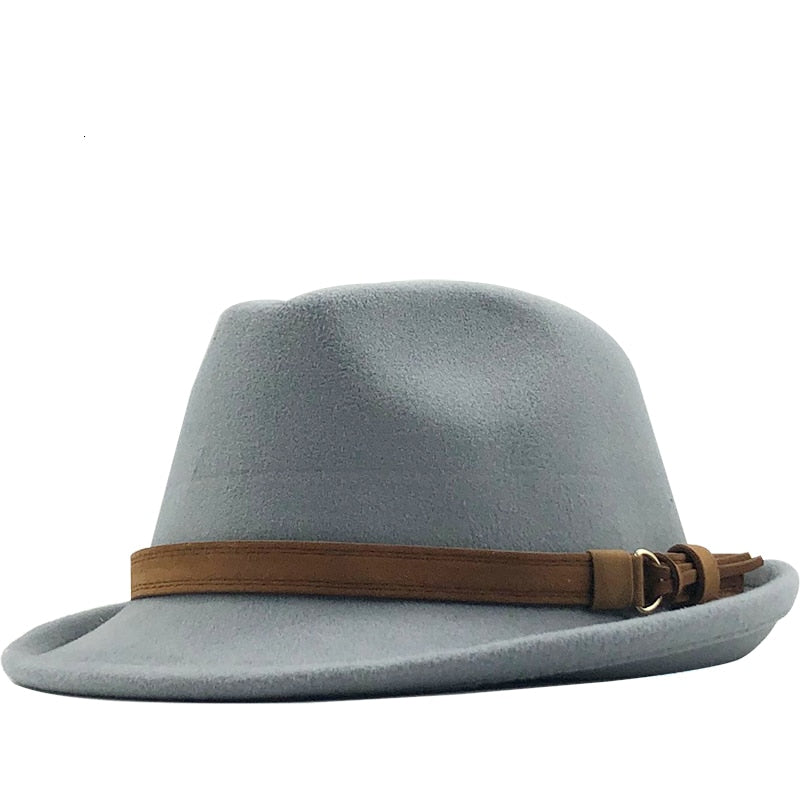 New Wool Women Men Fedora Hat For Winter Autumn Elegant Lady Gangster Trilby Felt Homburg Church Jazz Hat 55-58CM adjustable - Amazhona 