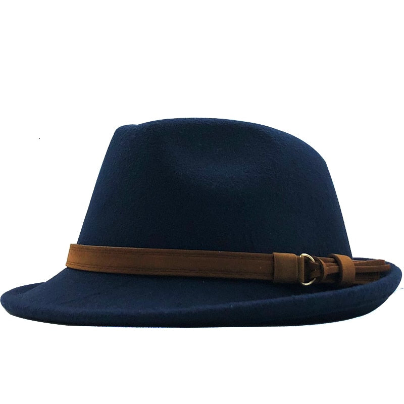 New Wool Women Men Fedora Hat For Winter Autumn Elegant Lady Gangster Trilby Felt Homburg Church Jazz Hat 55-58CM adjustable - Amazhona 