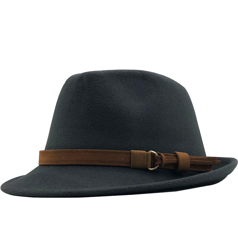 New Wool Women Men Fedora Hat For Winter Autumn Elegant Lady Gangster Trilby Felt Homburg Church Jazz Hat 55-58CM adjustable - Amazhona 