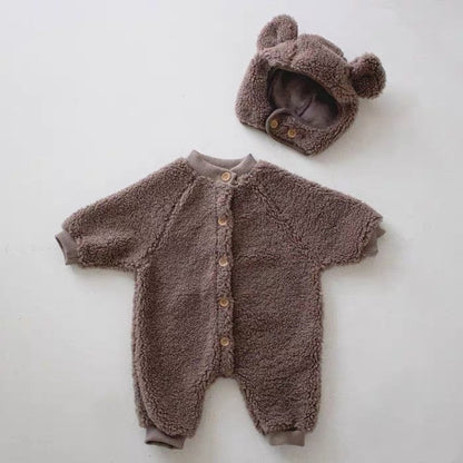 New baby button Plush creeper for autumn and winter - Amazhona 