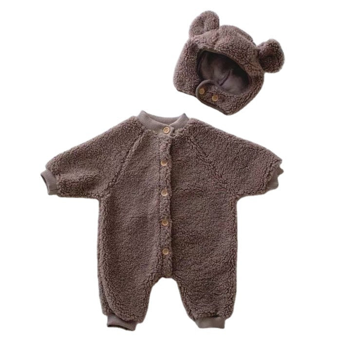 New baby button Plush creeper for autumn and winter - Amazhona 