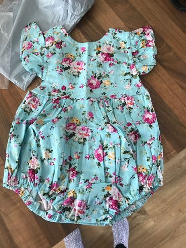 New girls blue printed small floral romper - Amazhona 