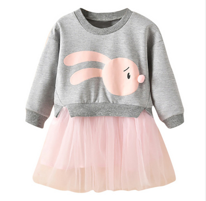 New spring infant skirt 1 long sleeved dress 2 female baby cartoon 3 4 princess dress lace dress tide - Amazhona 