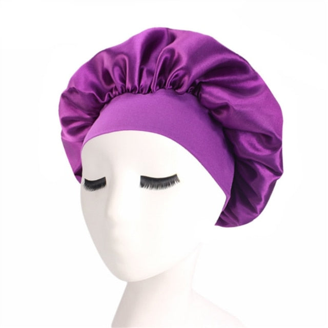 Newly Women's Satin Solid Sleeping Hat Night Sleep Cap Hair Care Bonnet Nightcap For Women Men Unisex Cap bonnet de nuit - Amazhona 