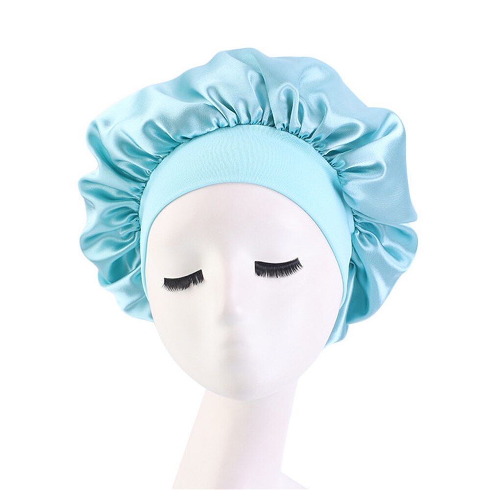 Newly Women's Satin Solid Sleeping Hat Night Sleep Cap Hair Care Bonnet Nightcap For Women Men Unisex Cap bonnet de nuit - Amazhona 