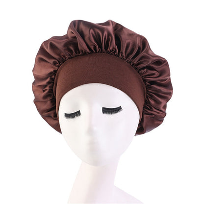 Newly Women's Satin Solid Sleeping Hat Night Sleep Cap Hair Care Bonnet Nightcap For Women Men Unisex Cap bonnet de nuit - Amazhona 