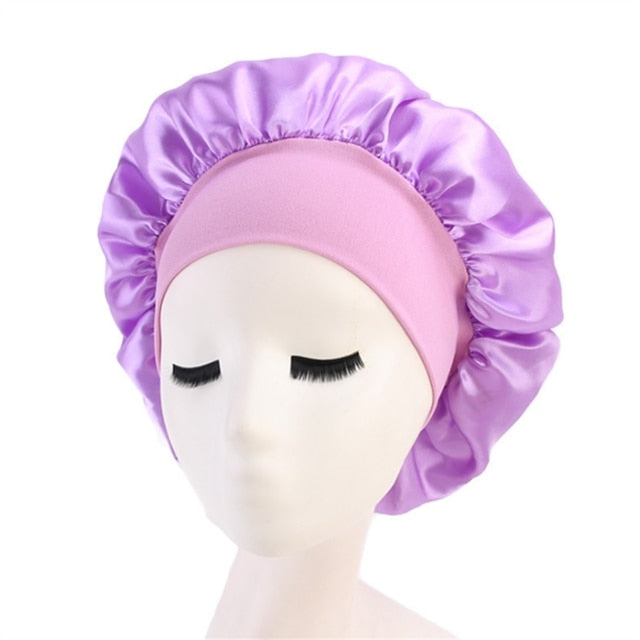 Newly Women's Satin Solid Sleeping Hat Night Sleep Cap Hair Care Bonnet Nightcap For Women Men Unisex Cap bonnet de nuit - Amazhona 