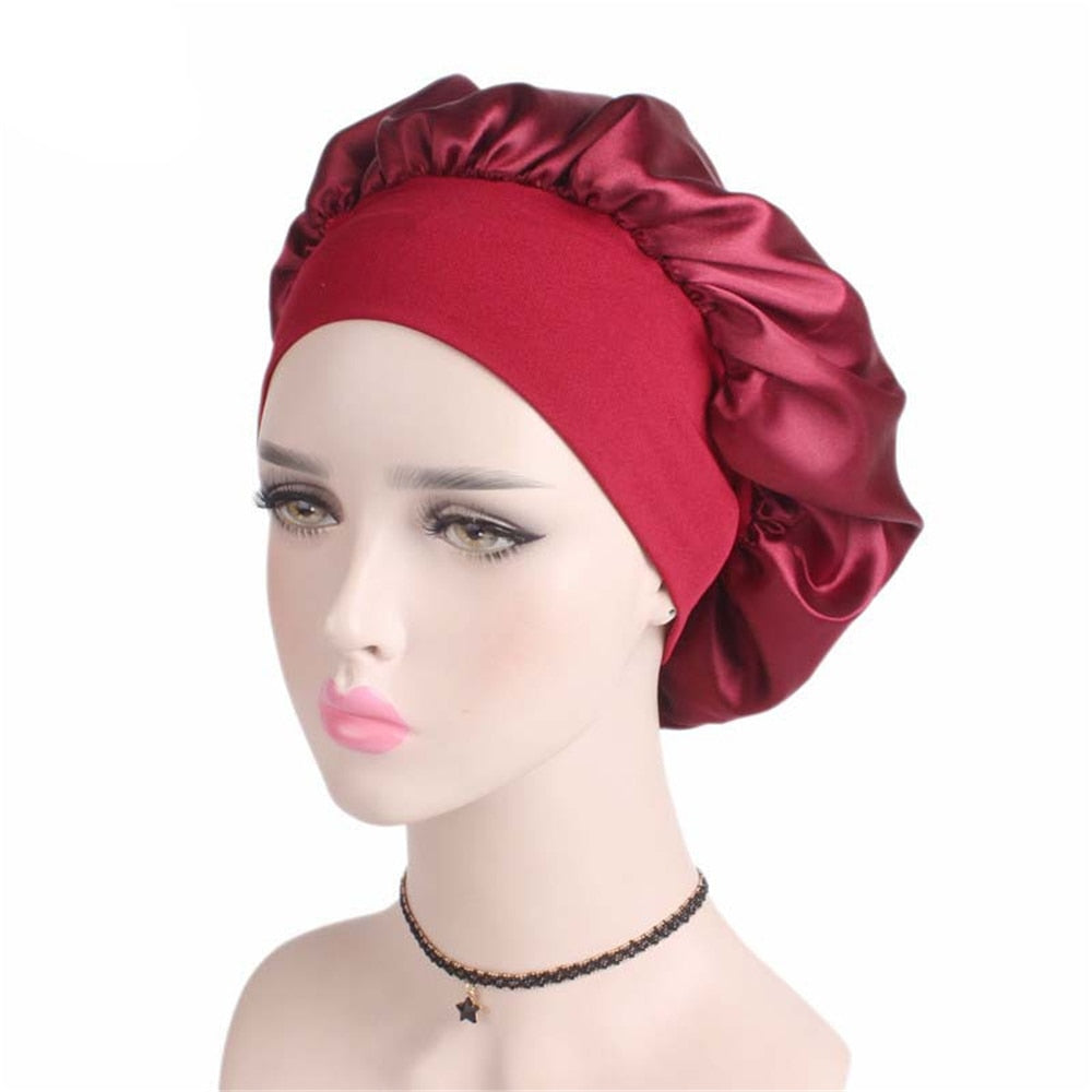 Newly Women's Satin Solid Sleeping Hat Night Sleep Cap Hair Care Bonnet Nightcap For Women Men Unisex Cap bonnet de nuit - Amazhona 