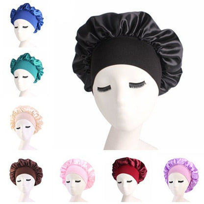 Newly Women's Satin Solid Sleeping Hat Night Sleep Cap Hair Care Bonnet Nightcap For Women Men Unisex Cap bonnet de nuit - Amazhona 