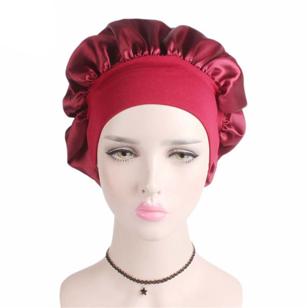 Newly Women's Satin Solid Sleeping Hat Night Sleep Cap Hair Care Bonnet Nightcap For Women Men Unisex Cap bonnet de nuit - Amazhona 