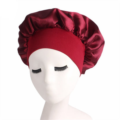 Newly Women's Satin Solid Sleeping Hat Night Sleep Cap Hair Care Bonnet Nightcap For Women Men Unisex Cap bonnet de nuit - Amazhona 