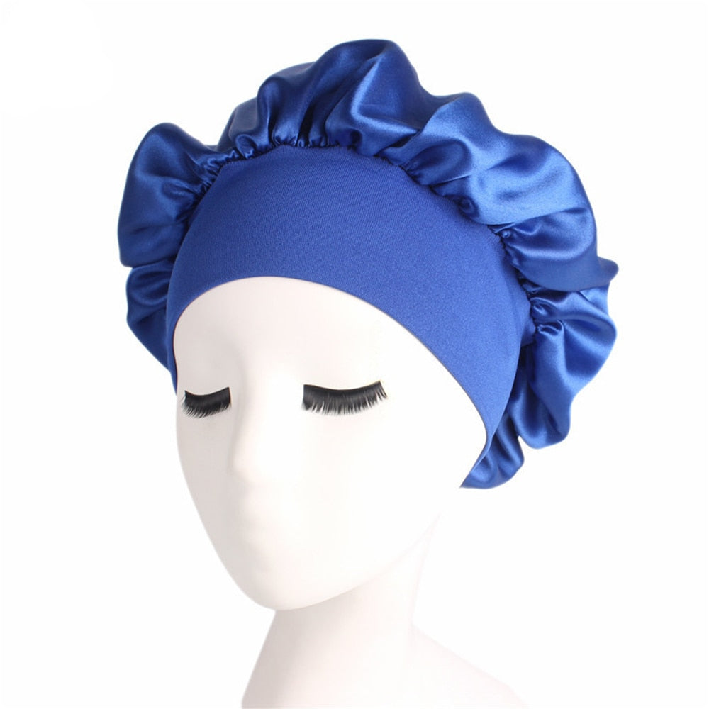 Newly Women's Satin Solid Sleeping Hat Night Sleep Cap Hair Care Bonnet Nightcap For Women Men Unisex Cap bonnet de nuit - Amazhona 