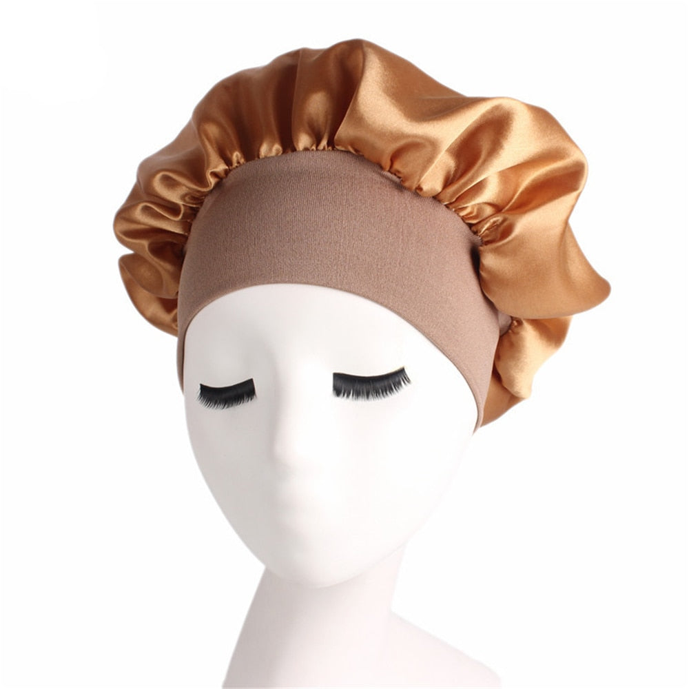 Newly Women's Satin Solid Sleeping Hat Night Sleep Cap Hair Care Bonnet Nightcap For Women Men Unisex Cap bonnet de nuit - Amazhona 