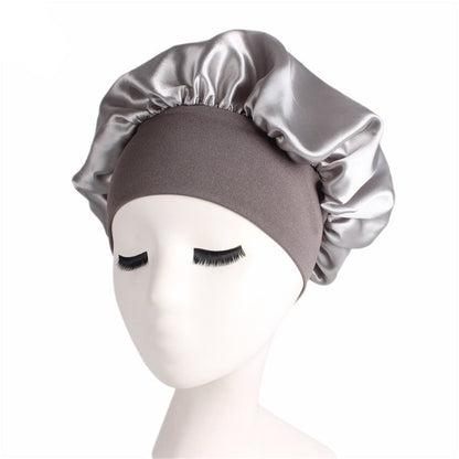 Newly Women's Satin Solid Sleeping Hat Night Sleep Cap Hair Care Bonnet Nightcap For Women Men Unisex Cap bonnet de nuit - Amazhona 