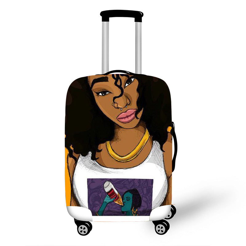 Nopersonality African Art Girl Travel Accessories Luggage Cover Suitcase Protection Baggage Dust Cover Stretch Fabrics 18-30inch - Amazhona 