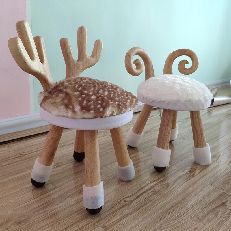 Nordic Creative Ins Children's Solid Wood Stool Cartoon Kindergarten Table and Chair Stool Baby Chair for School Home Kids Chair - Amazhona 