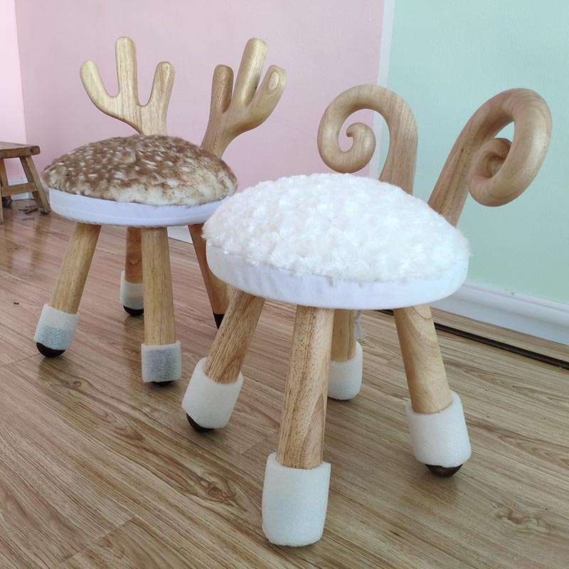 Nordic Creative Ins Children's Solid Wood Stool Cartoon Kindergarten Table and Chair Stool Baby Chair for School Home Kids Chair - Amazhona 