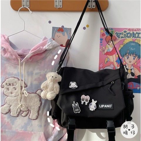 Nylon Handbags Shoulder Bag Large Capacity Crossbody Bags for Teenager Girls Men Harajuku Messenger Bag Student School Bags Sac - Amazhona 