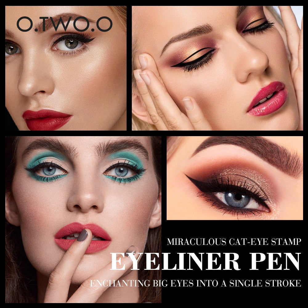 O.TWO.O Eyeliner Stamp Black Liquid Eyeliner Pen Waterproof Fast Dry Double-ended Eye Liner Pencil Make-up for Women Cosmetics - Amazhona 