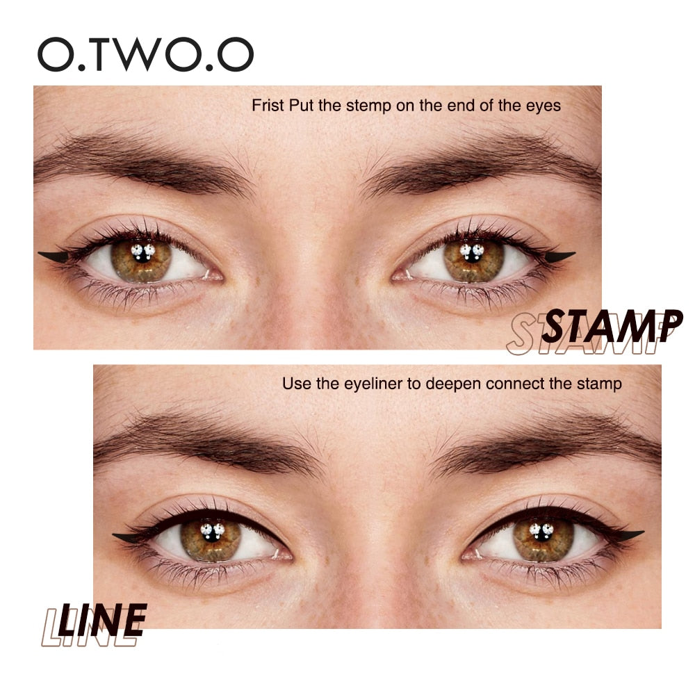 O.TWO.O Eyeliner Stamp Black Liquid Eyeliner Pen Waterproof Fast Dry Double-ended Eye Liner Pencil Make-up for Women Cosmetics - Amazhona 