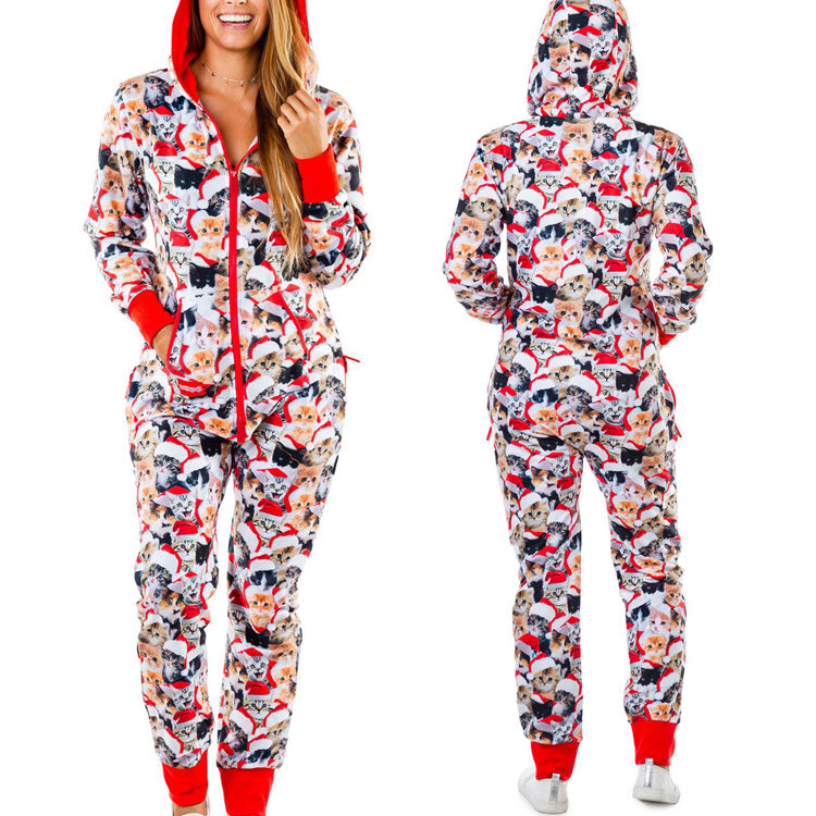 One-piece Pajamas Women Autumn And Winter Couples Hooded Home Service Jumpsuit - Amazhona 