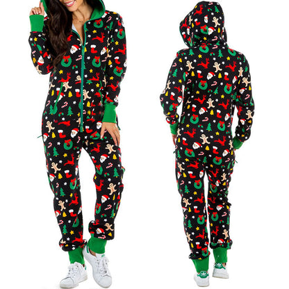 One-piece Pajamas Women Autumn And Winter Couples Hooded Home Service Jumpsuit - Amazhona 