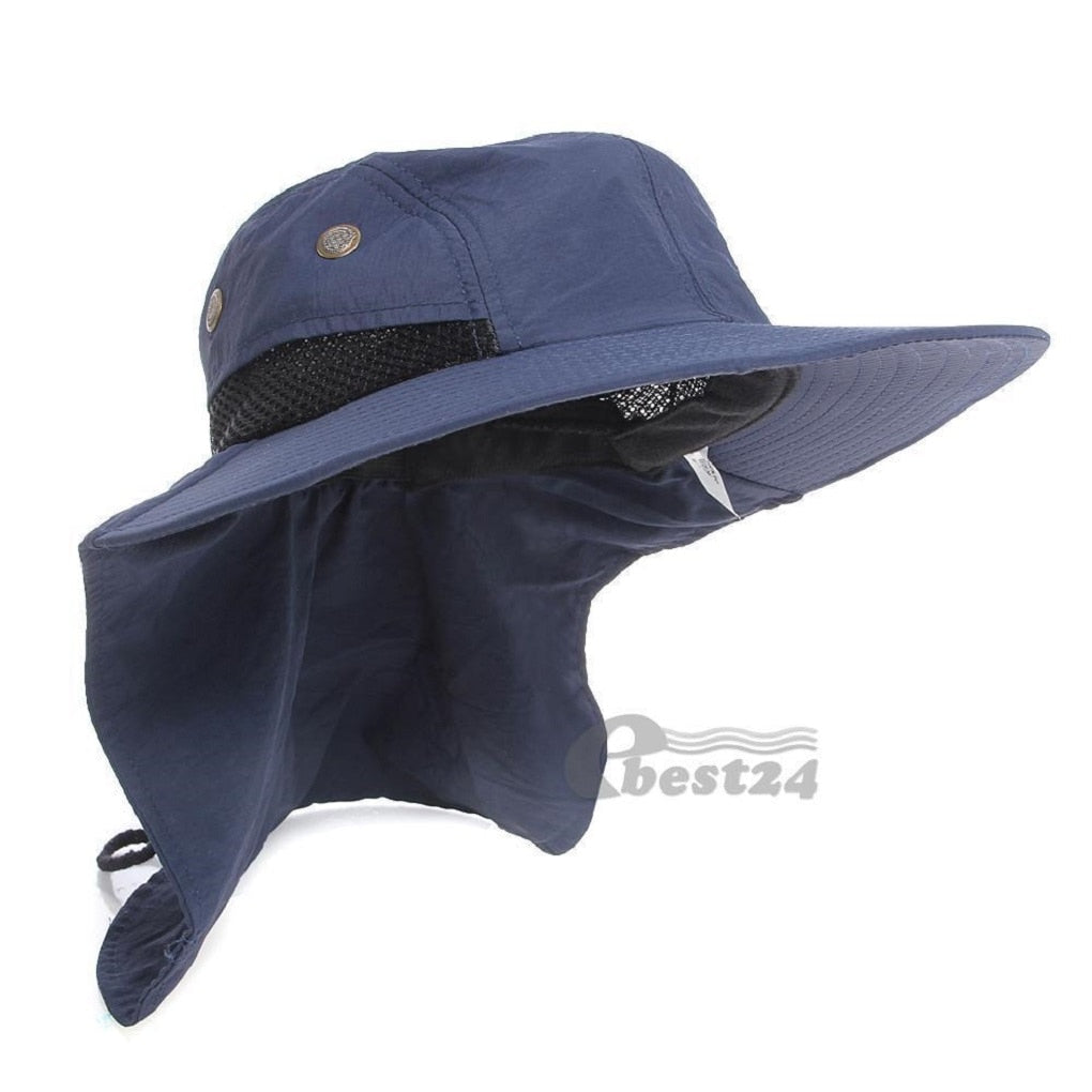 Outdoor Unisex Sun Protect Caps Bucket Hat Solid Casual Brim Sun Block Quick Drying Fishing Climbing Hat UV Protection Face Neck - Amazhona 