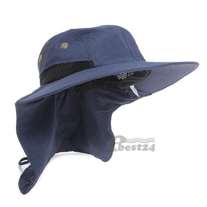 Outdoor Unisex Sun Protect Caps Bucket Hat Solid Casual Brim Sun Block Quick Drying Fishing Climbing Hat UV Protection Face Neck - Amazhona 