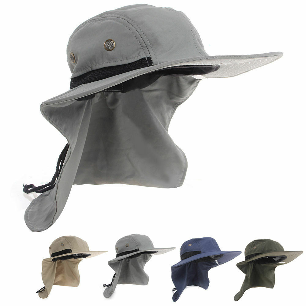 Outdoor Unisex Sun Protect Caps Bucket Hat Solid Casual Brim Sun Block Quick Drying Fishing Climbing Hat UV Protection Face Neck - Amazhona 