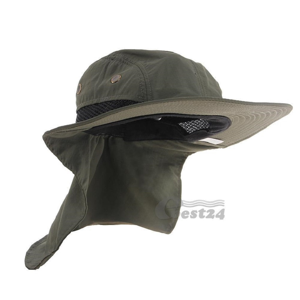 Outdoor Unisex Sun Protect Caps Bucket Hat Solid Casual Brim Sun Block Quick Drying Fishing Climbing Hat UV Protection Face Neck - Amazhona 