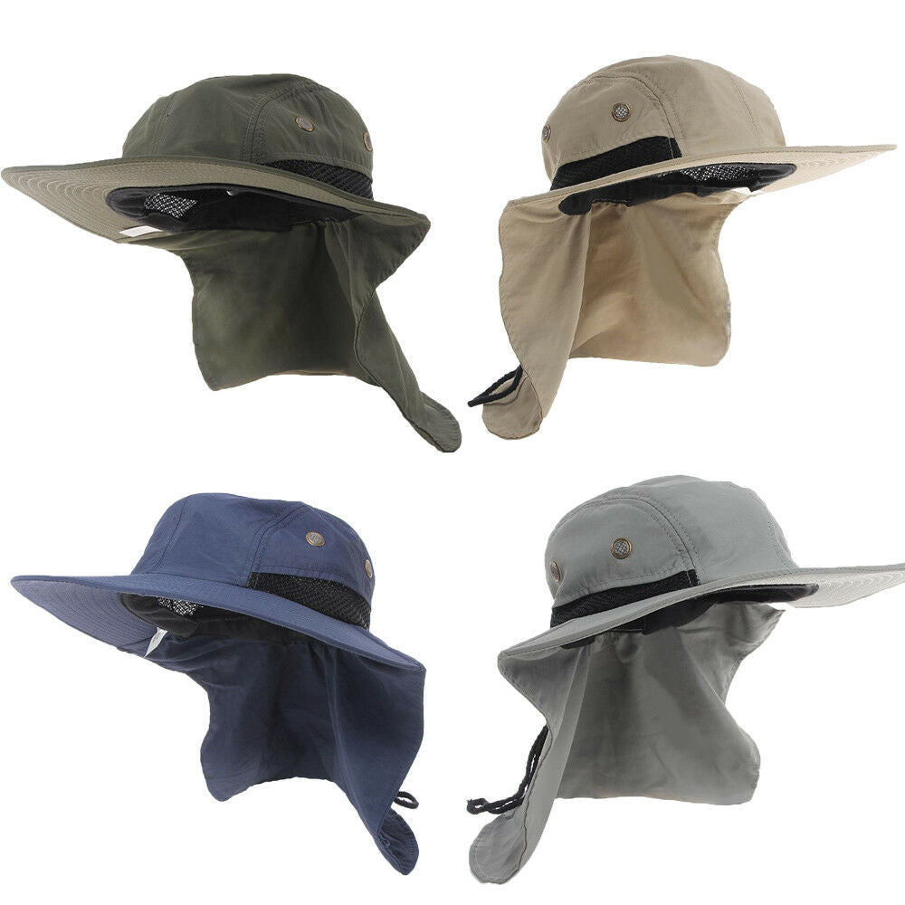 Outdoor Unisex Sun Protect Caps Bucket Hat Solid Casual Brim Sun Block Quick Drying Fishing Climbing Hat UV Protection Face Neck - Amazhona 