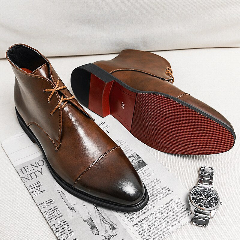 Oxfords Men Shoes Red Sole Fashion Business Casual Party Banquet Daily Retro Carved Lace-up Brogue Dress Shoes - Amazhona 