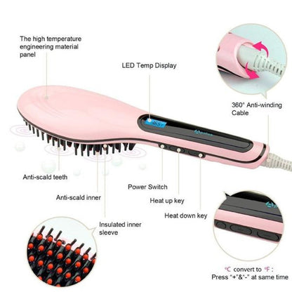 Paddle Brush Hair Straightener - Amazhona 