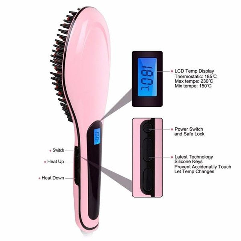 Paddle Brush Hair Straightener - Amazhona 