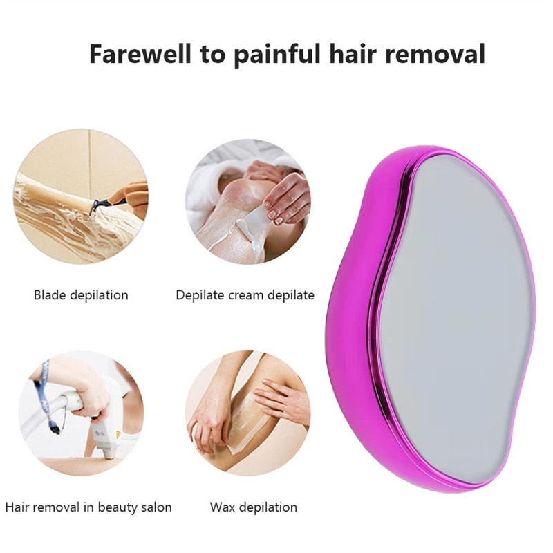 Painless Physical Hair Removal Crystal Hair Erase Safe Easy Cleaning Reusable Body Beauty Hair Depilation Glass Shaver - Amazhona 