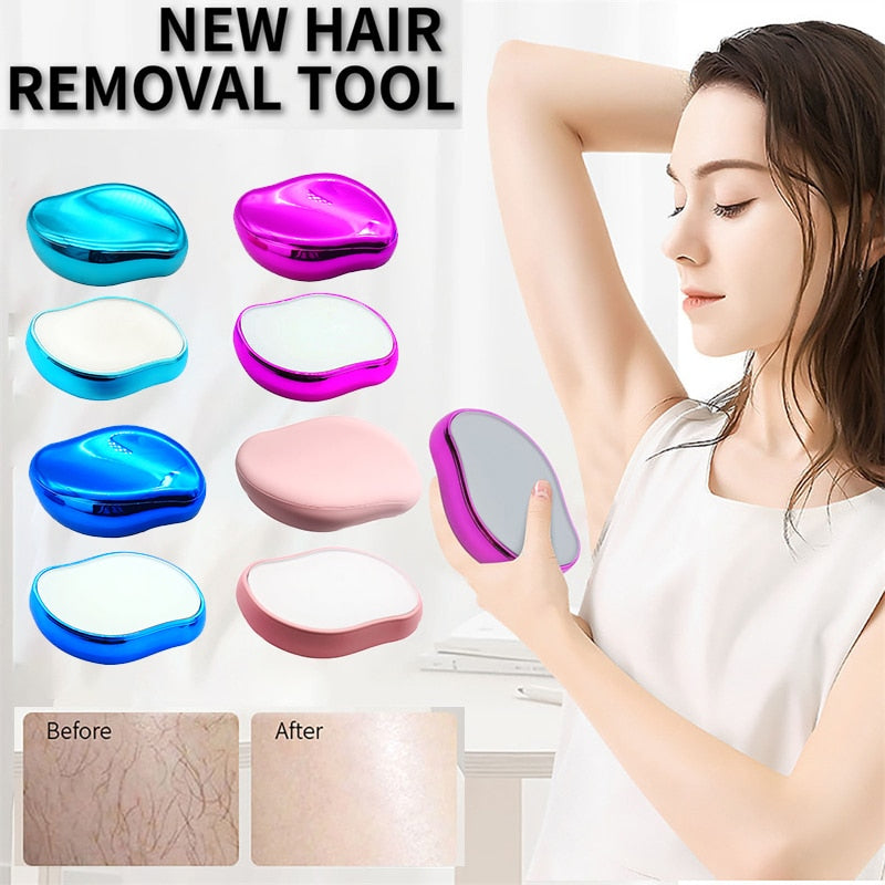 Painless Physical Hair Removal Crystal Hair Erase Safe Easy Cleaning Reusable Body Beauty Hair Depilation Glass Shaver - Amazhona 