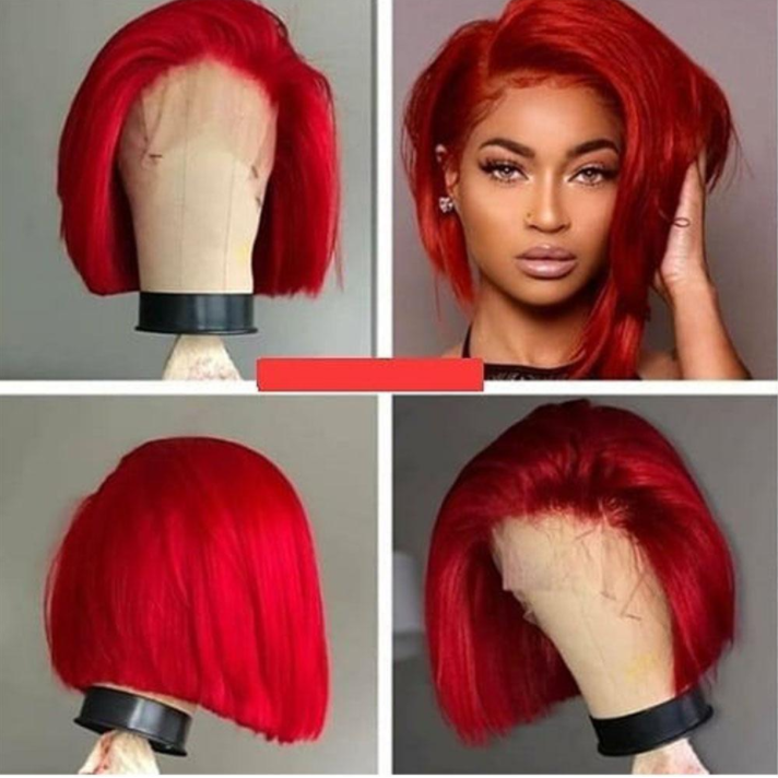 Partially Divided Big Red BOB Short Hair - Amazhona 