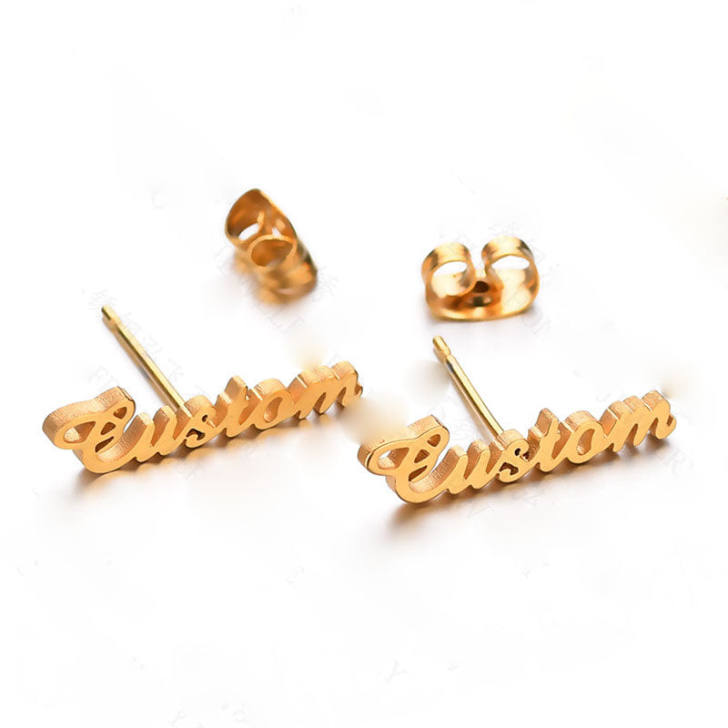 Personalization Customize Cute Alloy Earrings With Name - Amazhona 