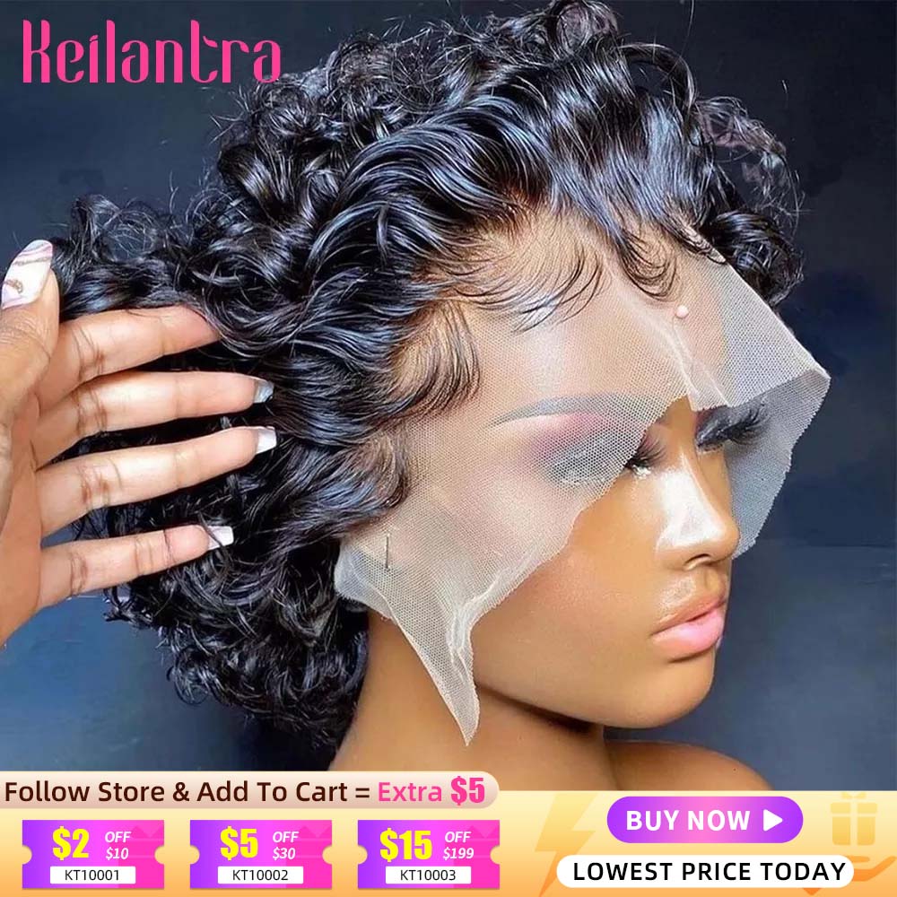 Pixie Cut Wig Human Hair 13x1 Lace Frontal Wigs Human Hair Short Bob Human Hair Wigs For Black Women Lace Front Human Hair Wig - Amazhona 